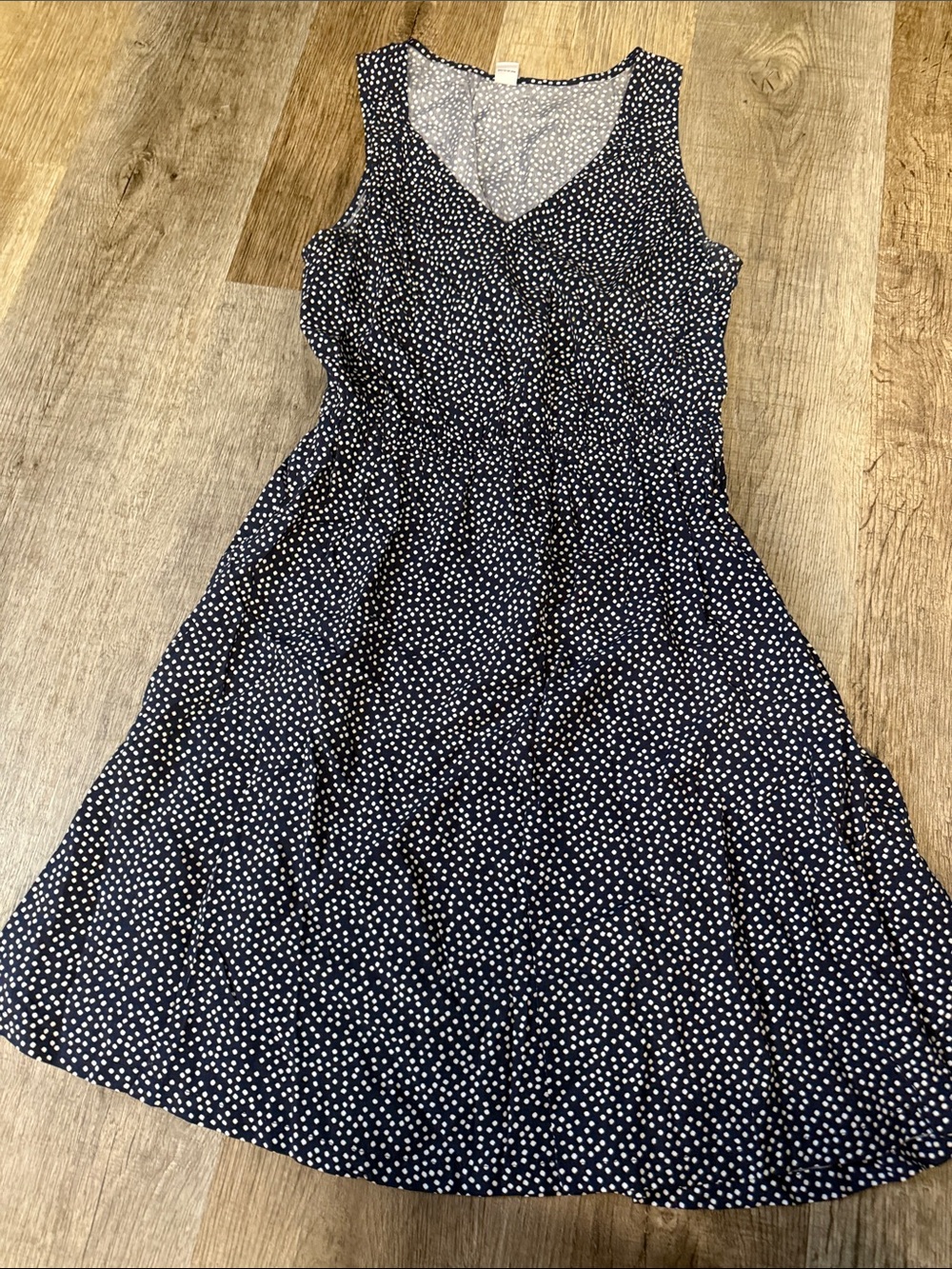 Old Navy Navy and White Polka Dot Midi Dress